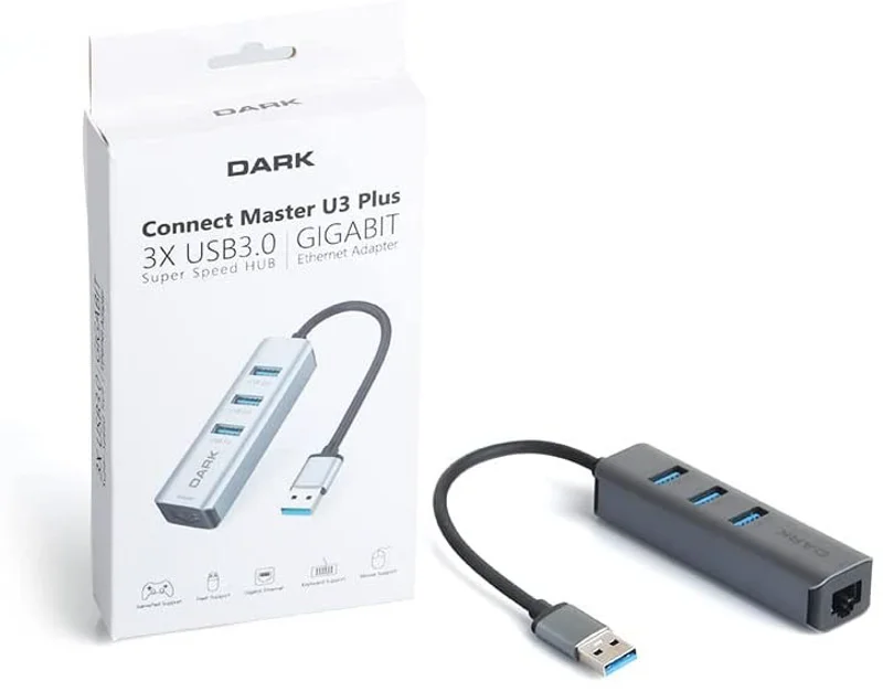 Dark DK-AC-USB332GL USB3.0 to 3xUSB3.0+RJ45 Çevrci